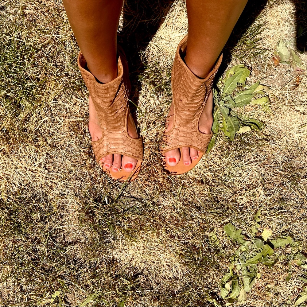 Uma and Leopold Reptile Leather Sandal Booties